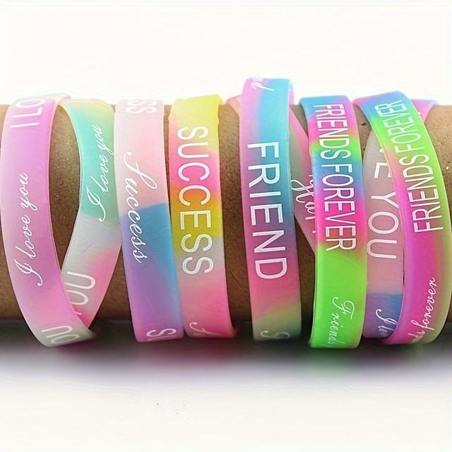 TEMU Conjunto de 100 Pulseiras de Silicone Brilhantes em Cores Sortidas para Homem e Mulher, Perfeitas para Desporto, Uso Diário, Festas e como Presentes