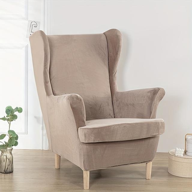 TEMU Wingback Chair Cover Set Of 2 Wingback Chair Covers Fabric Velvet Elastic Wingback Armchair Cover Sofa Couch Sofa Cover Thickened 230g Square Gram Material