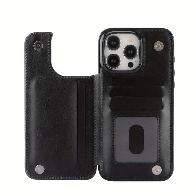 TEMU For Iphone 17 Air 16e 16 15 14 13 12 11 Pro Max Xr Xs Max Se 2022/2020 7 8 Plus Wallet Case With Card Holder, Leather Kickstand Card Slots Case, Double Magnetic Clasp And Durable Shockproof Cover