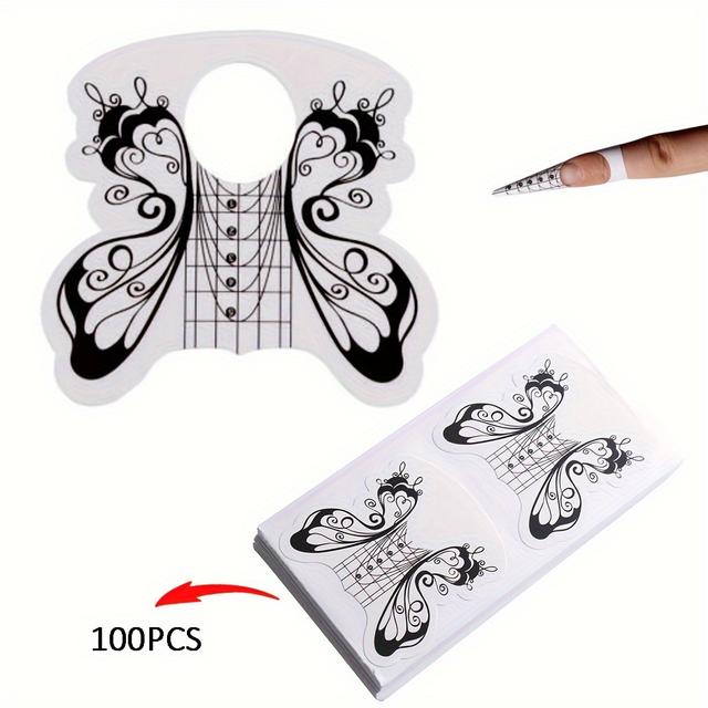 TEMU 100pcs Of French Nail Extension Paper Trays For Gel Nails, Nail Extension Tools