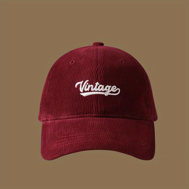 TEMU Boné de Baseball de Bombazine Feminino para Outono e Inverno com Letras Bordadas, , Circunferência da Cabeça Grande, Estilo Balde Profundo, Adequado para