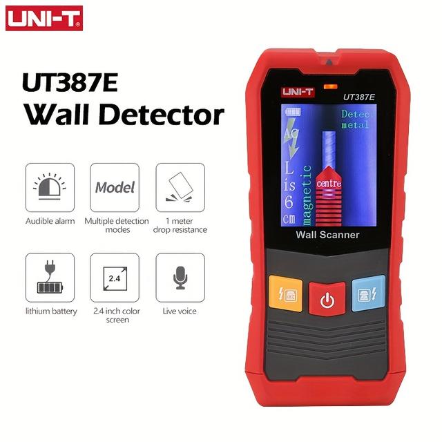 TEMU The Uni-t Ut387e Stud Detector Is A Wall Scanning A 2.4-inch Color Screen, Designed For Detecting Wood And Edges, As Well Wires And Metal Studs In And Pipes