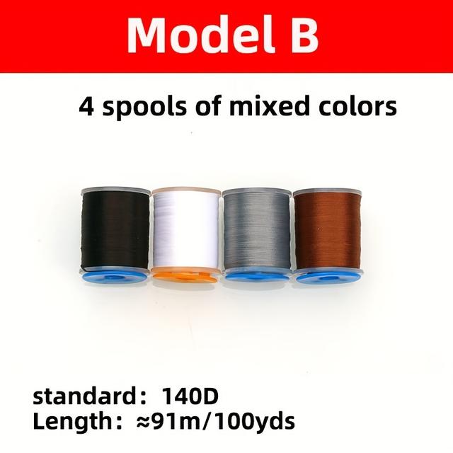 TEMU 13 Colors Of 140d Fly Fishing Tying Line, Specifically Designed For Size 2/0 For Large Hooks, Universal Tying Line For Lures, Packaged In 4 Spools