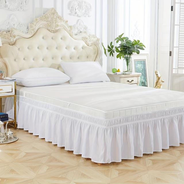 TEMU 1pc White Bed Skirt With Double Elasticity, Soft And Comfortable Polyester Fabric, Contemporary Style, Use For Bedroom, , And Hotel Bedding Decoration, Bedding | Bed Skirt | Elastic Bedding