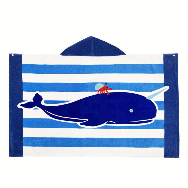 TEMU 1pc Pure Cotton Absorbent 's Hooded Beach Towel, Cartoon Printed Cotton Beach Towel,thickned Wearable Surf Poncho For S And S, Beach Essentials