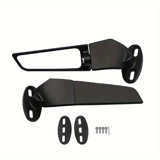 TEMU 1set Universal Fixed Wind Wing Rearview Mirror Spoiler - Motorcycle Modified Mirror With Adjustable Design And Enhanced Visibility