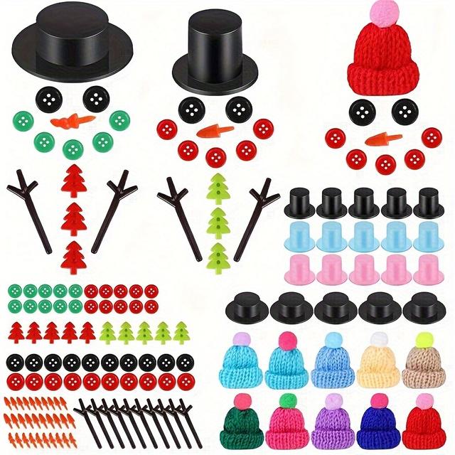 TEMU 185pcs/set Mini Christmas Snowman Combination Kit With Beaded Decorations For Christmas Holiday Vacation Decoration