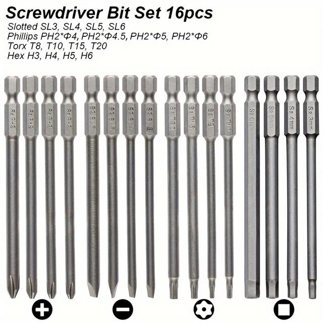 TEMU Conjunto de de Chave de Fendas Magnéticas Incluindo Tipo de , Phillips, e Torx, Projetadas para Uso com Berbequins Elétricos. e Precisão para Fixação