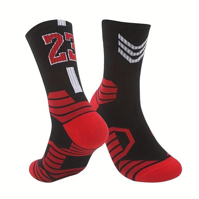 TEMU 1 Pair Men's Professional Basketball Socks, Breathable Non-slip Striped Sports Crew Socks For Cycling Climbing Running