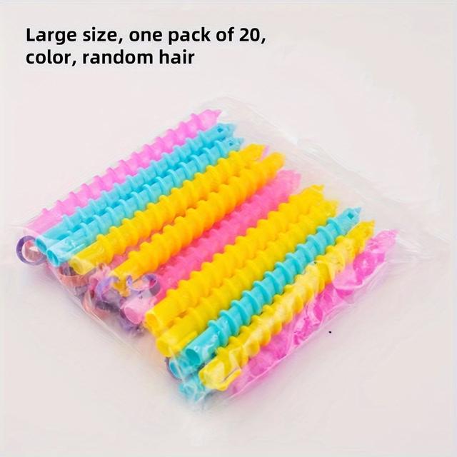 TEMU 20pcs Hair Curler Set Spiral Hair Perm Rods Diy Plastic Long Barber Hairdressing Styling Curling Perm Rods