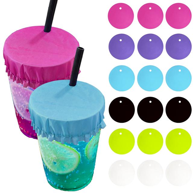 TEMU Of 18 Drink Covers Designed For Alcohol Protection, Made From Reusable Waterproof Fabric, Featuring Straw Holes To Prevent Drinks From Being Spiked At Bars, A Safe Gift For Women, In 6 Colors