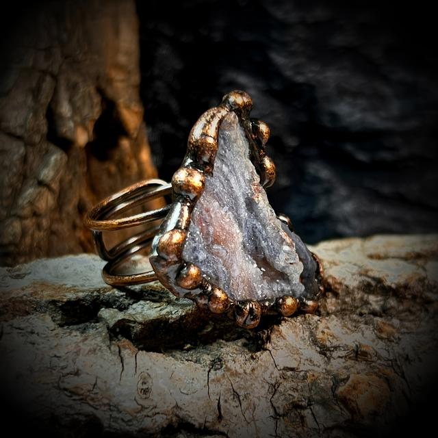 TEMU Anillo de flor de solar de cristal estilo forma , con un diseño abierto ajustable en color antiguo, como regalo para mujeres