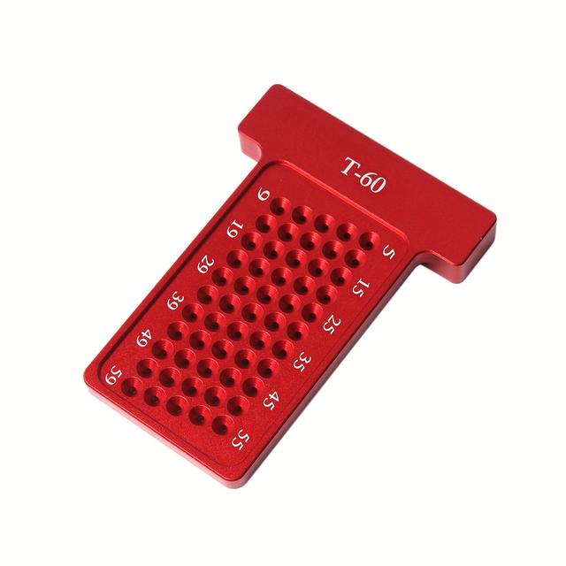 TEMU 1pc Woodworking Scribe T-type Ruler Hole Scribing Ruler 60mm Aluminum Line Drawing Marking Gauge Diy Measuring Tools Carpentry Ruler