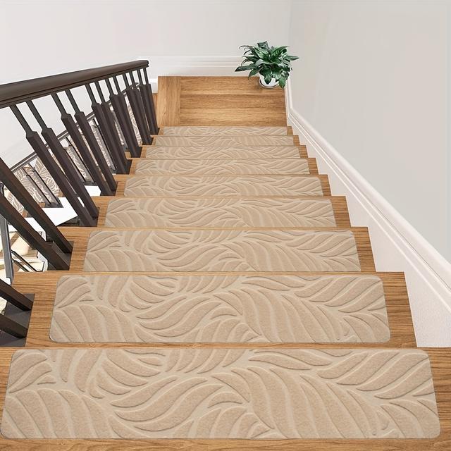 TEMU 15 Pack 8"x 30" Non-slip Carpet Stair Runners Treads For Indoor Wooden Steps With Self Adhesive Tape Safety Rug Anti Moving Staircase Covers Mats For Elders And Pets Reusable Washable Adhesive