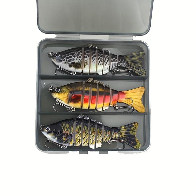 TEMU Jsfun 3pcs Multi-jointed Swimbait Fishing Lures, 10cm/4in, 15.5g - Ideal For & Pike, Durable Abs Material, Mixed Colors, Jsfun