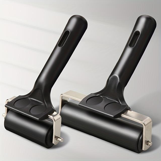 TEMU 2pcs Black Hard Rubber Brayer Rollers - 4" & 2.2" For Ink, Stamping, Printmaking, Painting & Crafts