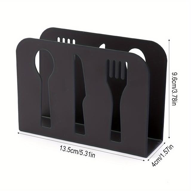 TEMU 1pc Modern & Kitchen Tissue Holder With Cutlery Cutouts - Heavy-duty Cast Iron Construction, Space-saving For Dining Table