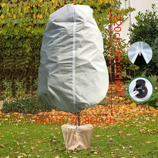 TEMU 1pc, Plant Cover Frost Protection, Plant Frost Cover With Drawstring And Zipper Bag For Plants Trees Shrubs, Frost Jacket Warm Blanket For Frost Season Extension