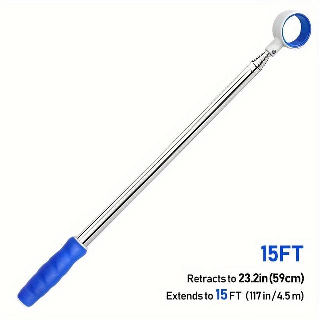 TEMU Recuperador De Bolas De Golfe De 6FT / 9FT / 12FT / 15FT - Apanhador De Bolas De Golfe Telescópico Em Aço Inoxidável, De Mão Antiderrapante De Borracha