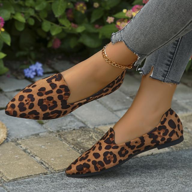 TEMU New Autumn Leopard Print Flat Pointed Toe Shoes For Women, Spring Style Lazy Slip-ons, Elegant Trendy Casual Versatile, Women Shoes