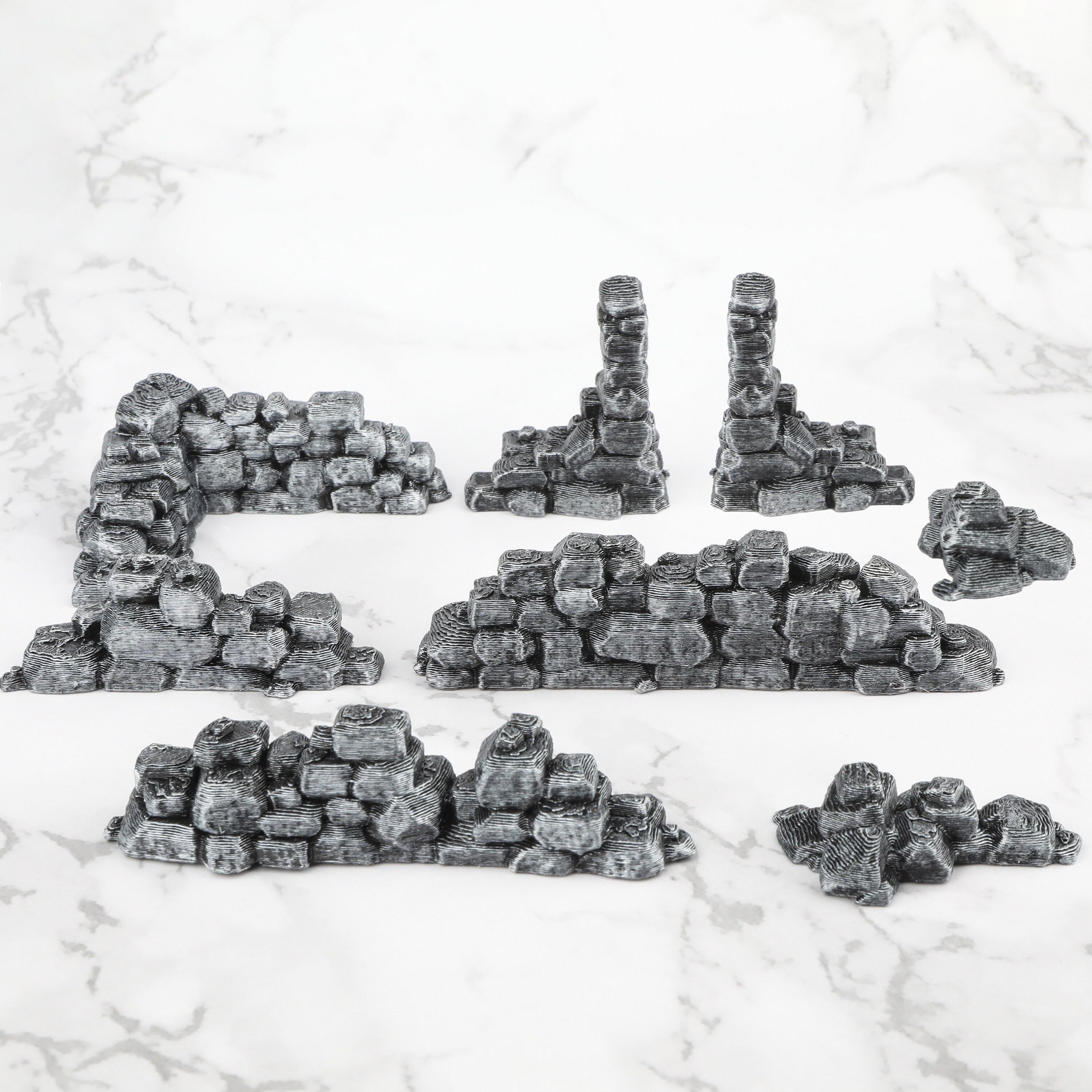 TEMU Ruines de murs en pour le jeu, construction de terrains miniatures, accessoires de jeux de table, accessoires de jeux de rôle, cadeau de Noël, Halloween.