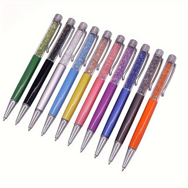 TEMU 10pcs/set Exquisite Crystal Round Ballpoint Pen Fashion Creative Touch Pen Writing Stationery Office And School Customized