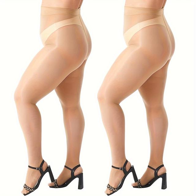 TEMU Paar Damen Plus Size Ultra-Dünne Durchsichtige Flachboden-Strumpfhosen
