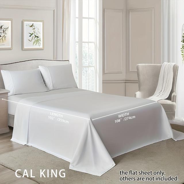 TEMU Soft & Breathable White Flat Sheet - Solid Color, Brushed Polyester, Machine Washable - Bedroom & , Bedroom Decor, Bed Sheet