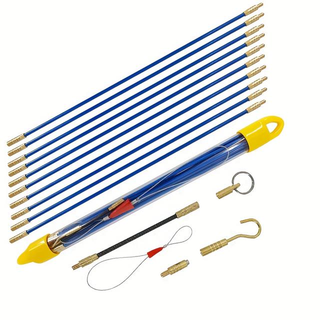 TEMU 4mm*32cm Fiberglass Duct Rod Electrical Cable Puller Fiberglass Fish Tape Duct Rodder Push Pull Rod 10pcs