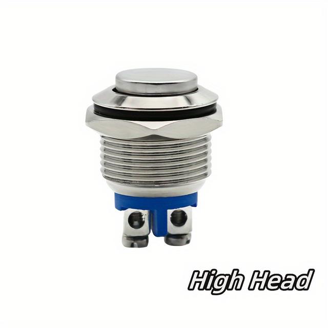 TEMU Set Of 2, 16mm Momentary Reset Metal Push Button Switches With High, Flat, Or Round Heads, Featuring Screw Terminals For Car Engines, Doorbells, Or Pc Power