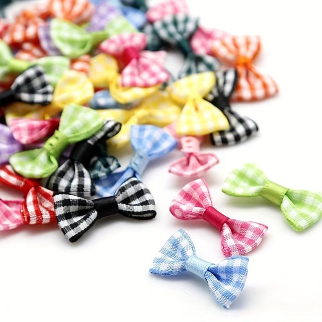 TEMU 10pcs Per Pack Christmas Decoration Bow Tie Plaid Bow Headwear Cosmetics Gift Packaging Small