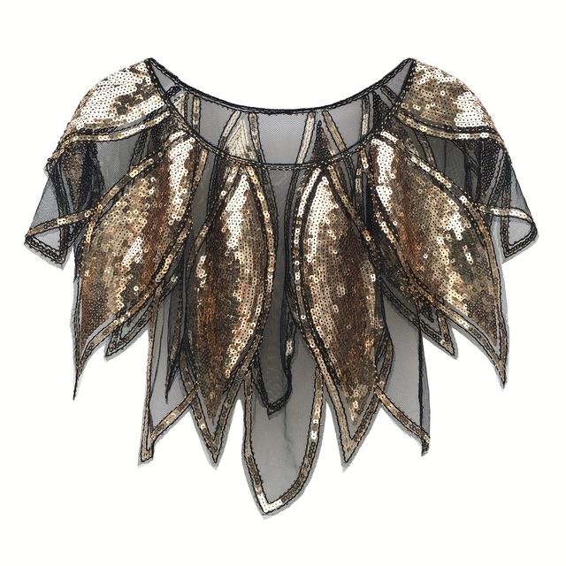 TEMU Jaren '20 Vintage Pailletten Flapper Sjaal Elegant Geborduurd Mesh Cape Damesfeest Buiten Korte Sjaal