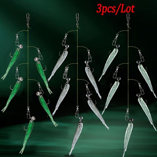TEMU 3pcs/lot Fishing Bait A Set Of Bait Soft Lure Pesca Jig Head Wobbler Sea Bass Leurre Tackle Swim Cast Bait