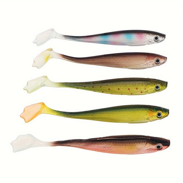 TEMU 5pcs Paddle Tail Soft Lure, Bionic Swimbait, Fishing Accessories