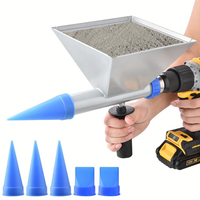 TEMU Portable Auger Mortar Caulking With 5 Nozzles For Walls, Bricks, Floors - Manual Grouting Sprayer (electric Drill Not Included), , Caulking