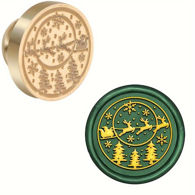 TEMU Set Of Christmas-themed Wax Seal Stamps Measuring 25cm, Featuring Interchangeable Brass Heads Without Handles, Perfect For Embellishing Holiday Party Gifts And Greeting Cards, Wax Not Included