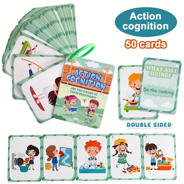 TEMU 50 Tarjetas Mis Rutinas Verbos de Acción Tarjetas Educativas para y Educación en Casa Tarjetas de Vocabulario Gruesas y Duraderas para Niños y Adultos Materiales de Aprendizaje