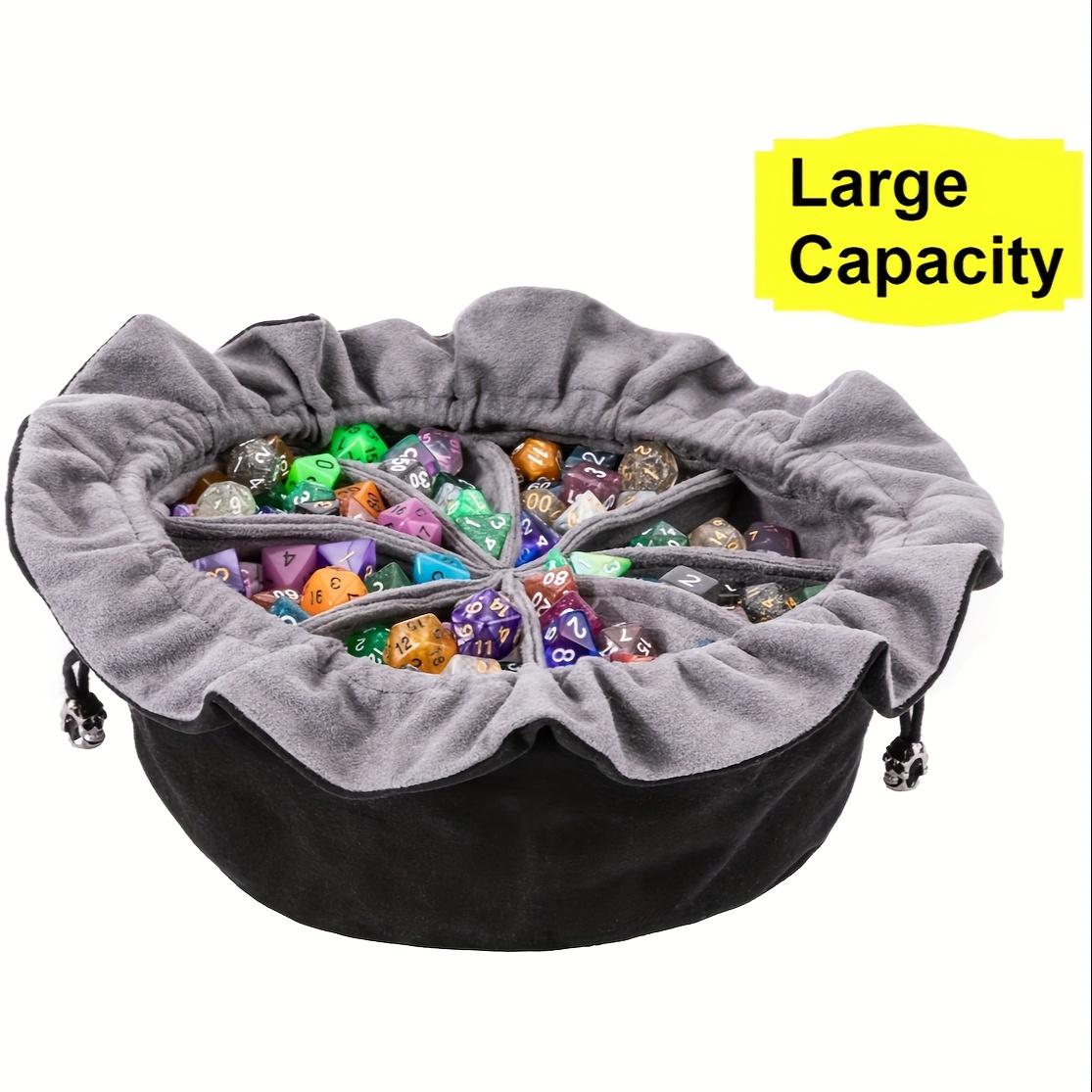 TEMU Large Dnd Dice Drawstring Bags With Pockets Black Storage Bag For Rpg Mtg Game Dices Capacity Over 300 Dice