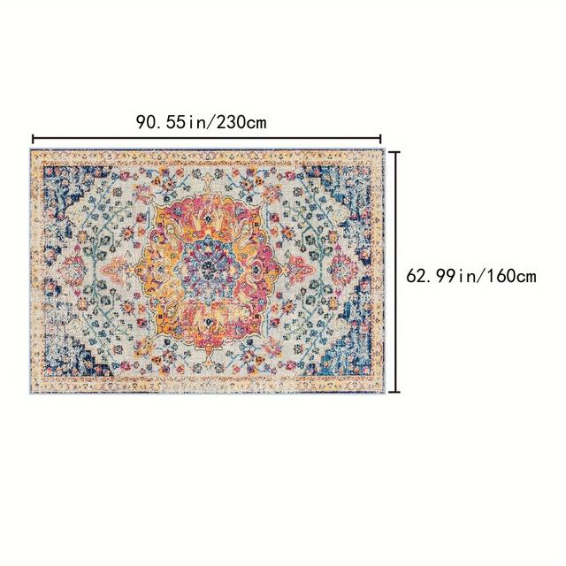 TEMU A Vintage Bohemian Outdoor Camping Rug, Suitable For Patios, Rv Camping, Machine Washable, Indoor And Outdoor Area Rug Mat, Perfect For Bohemian Style Outdoor Decor On And Picnics