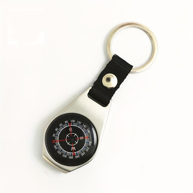 TEMU 1pc Alloy Compass Keychain, Durable, High Reliability, Waterproof Compass, Suitable For Outdoor Survival And Adventure