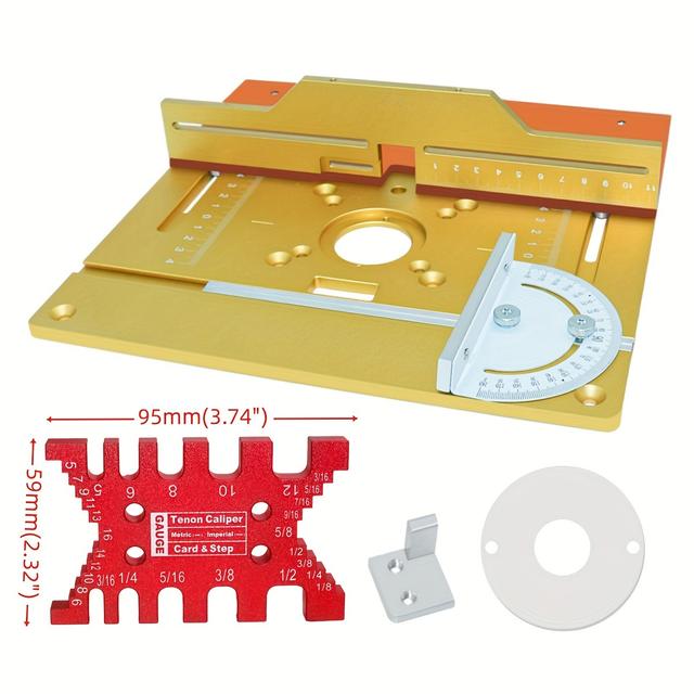 TEMU Verbessern Sie Ihre Holzbearbeitungsprojekte mit diesem Aluminium-Frästisch-Einsatzplatten-Set - inklusive Gehrungslehre und Schiebeschlitzzaun!