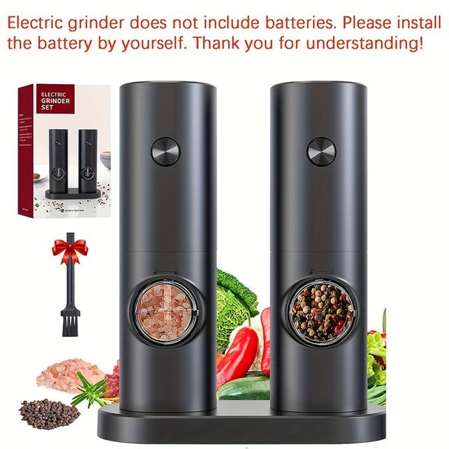 TEMU 1 Set Electric Salt And Pepper Grinder Set, Automatic Pepper Mill With Battery Operated, Adjustable Coarseness, One-handed Operation, Electronic Spice Grinder With Decorative Base And Led Ligh
