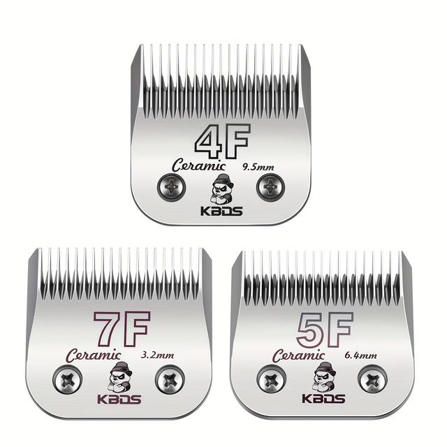 TEMU KBDS Größe 7F/5F/4F Abnehmbares Haustier-Hundepflege-Schermesser mit Keramikklingen-Set, Kompatibel mit , , A5, Laube, KM10 Serie Scheren, Schnittlänge von 1/8" (3.2mm) bis 1/2" (9.5mm), 3 Stück