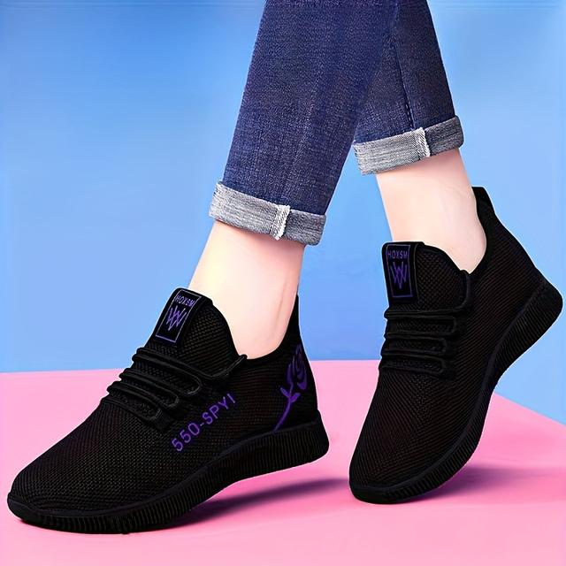 TEMU Women' Breathable Soft Sole Non-slip Sneakers Suitable For Spring/autumn - New Cloth Shoes With Cushioned Pvc Sole & Walking, Casual Footwear For Daily Wear (english & Chinese Name)