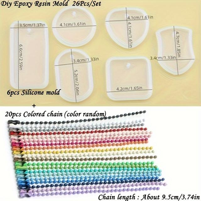 TEMU Zestaw 26 form z żywicy epoksydowej, w tym kwadratowe, okrągłe, owalne, w kształcie i silikonowe formy w kształcie zawieszki z sercem do tworzenia biżuterii z żywicy