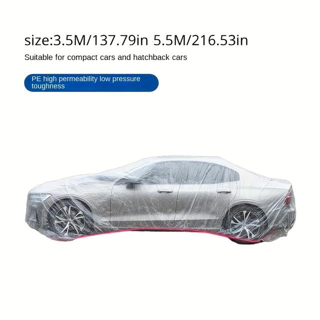 TEMU 1pc Housse de Voiture Transparente PE - Protection Complète contre , et la Poussière, Design Portable Facile à Utiliser avec Ruban Adhésif Fort