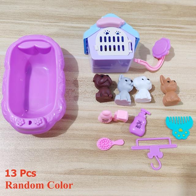 TEMU Dog Figures Playset Toy Plastic Dogs Care Role Play Edudogional Figures Toys Pet Pretend Play Toys Realistic Dog Figurines Toys Home Party Supplies(random Color)