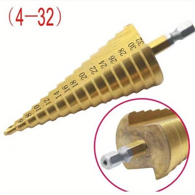 TEMU Perfect Steel Step Cone Titanium Drill Bit Tool Hole Cutter Tools Home Supplies