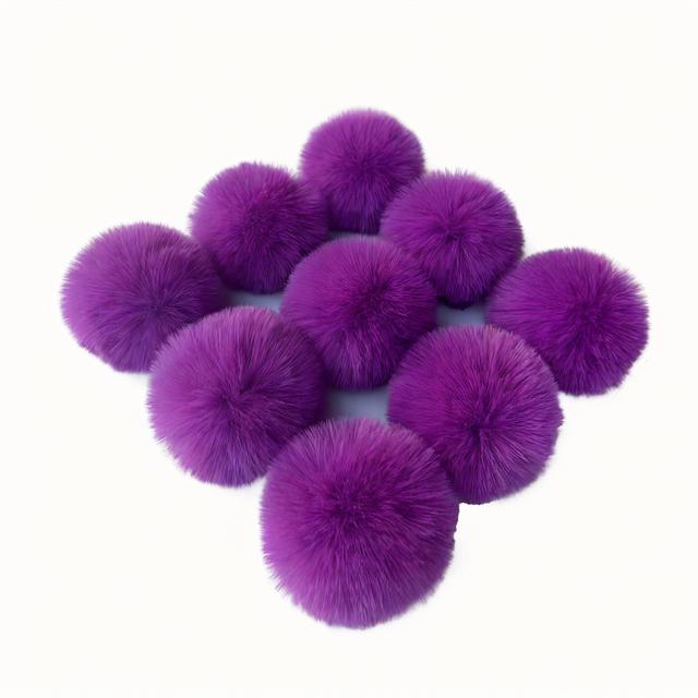 TEMU 9pcs 3.15" Faux Rabbit Fur Pom Poms With Elastic Cord - Diy Fluffy Craft Accessories For Hats, Shoes, Scarves, Gloves & Bags