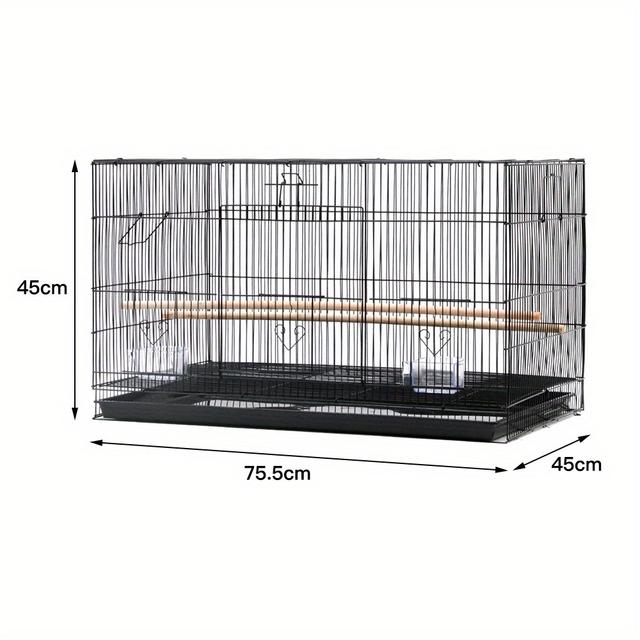 TEMU Sturdy Black Cage For Small To Medium Parrots With Center Screen And Drawer Tray, "x17.7"x17.7, Parrot Bird Cage, Thickened, Center Screen, Drawer Tray